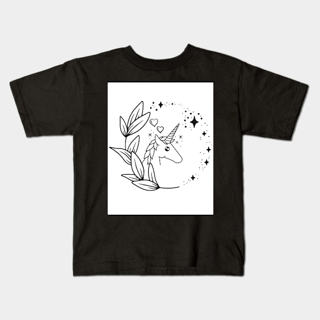 Unicorn & Stars Kids T-Shirt by TANSHAMAYA